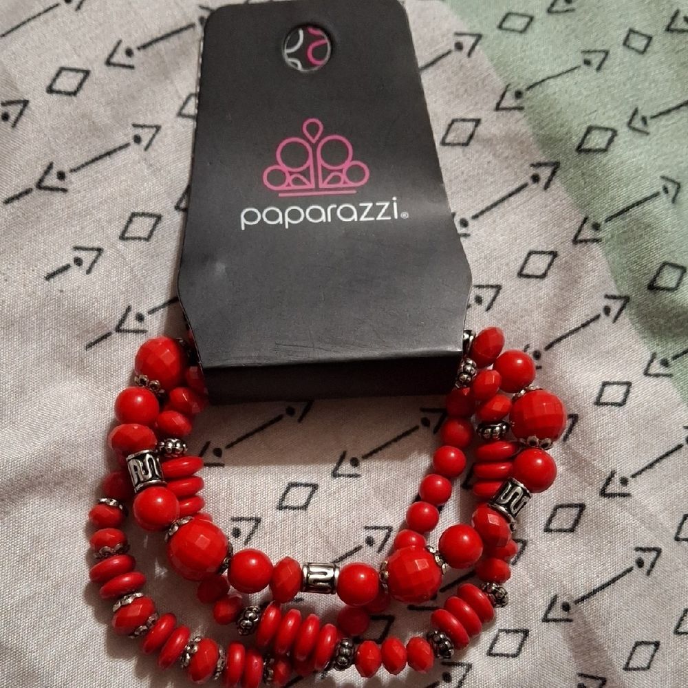 Paparazzi Vibrant Red Beaded Bracelet